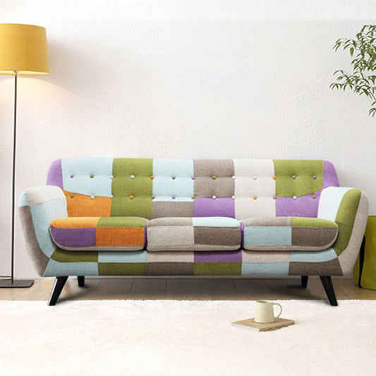 Flared Arm Sofa Cotton Stain Resistant Settee for Living Room