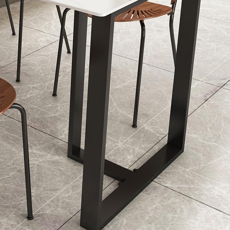 Modern White Stone Top Dinette Table Black Base Dining Table for Living Room Clearhalo 'Dining Tables & Seating' 'Dining Tables' 'dining_table' 'furn' 'furn_dining_table' 'Furniture' 'furniture_dining_table' 'Kitchen & Dining Furniture' 1200x1200_6b68d7f1-0851-4f9a-964f-ece05dfa0491