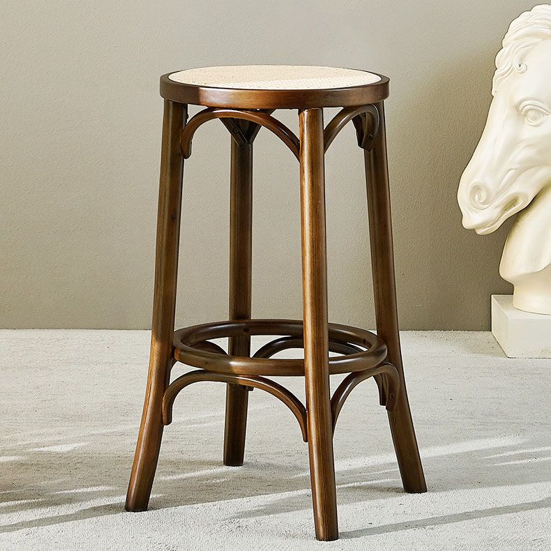 Contemporary Round Footrest Bar Stool Solid Wood Rattan Bar Stool Clearhalo 'Bar Furniture' 'Bar Stools' 'bar_stools' 'furn' 'furn_bar_stools' 'Furniture' 'Kitchen & Dining Furniture' 1200x1200_6b68fb66-caa7-4f38-b603-981fbaad7bf2