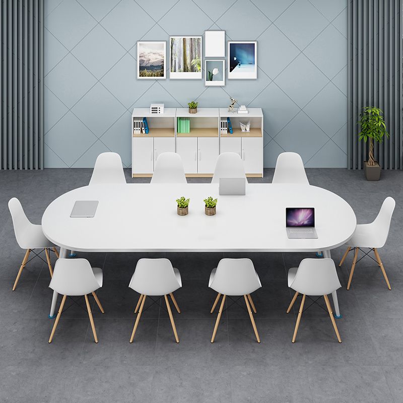Modern Style Oval Writing Desk Wooden Parsons Base Office Desk Clearhalo 'furn' 'furn_office_desk' 'Furniture' 'furniture_office_desk' 'Office Desks' 'Office Furniture' 'office_desk' 1200x1200_6b6a83d3-7bbf-4a85-bfe9-e304833d961f