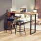 Juego de mesa de bar natural, mesa de mostrador rectangular de madera maciza de 1/3 piezas