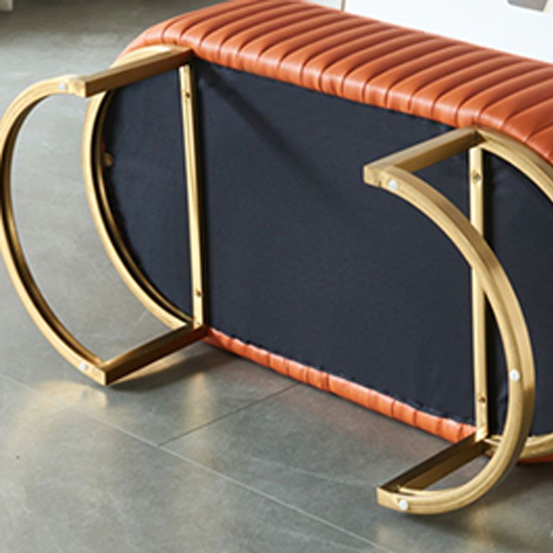 Modern Upholstered Bedroom Bench 16.5"H Seating Bench with Gold Metal Base Clearhalo 'Benches' 'Chairs & Seating' 'furn' 'furn_benches' 'Furniture' 'Living Room Furniture' 1200x1200_6b6c2a20-c0d6-4241-b8b9-b43a957a2887