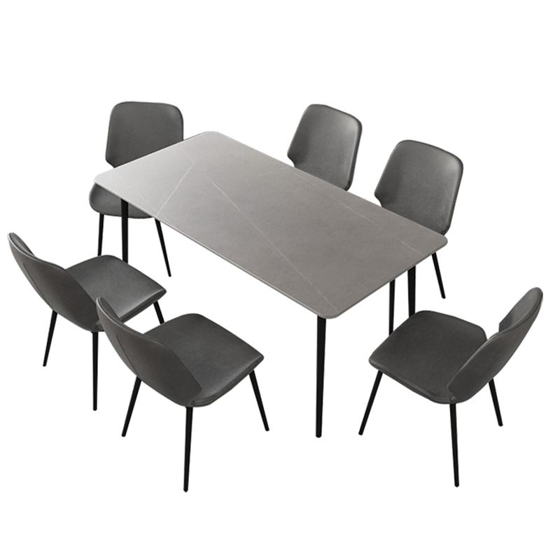 Set da pranzo moderno grigio Set tavolo da pranzo rettangolare da 1/4/7 pezzi con piano in pietra