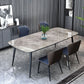 Stone and Steel Dining Table Industrial Grey Dinner Room Kitchen Table