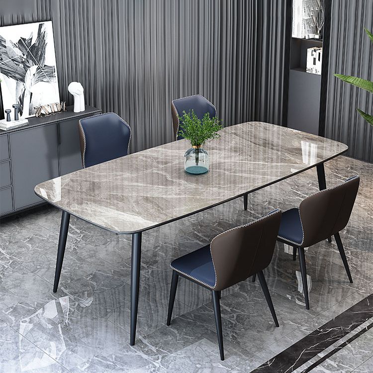 Stone and Steel Dining Table Industrial Grey Dinner Room Kitchen Table