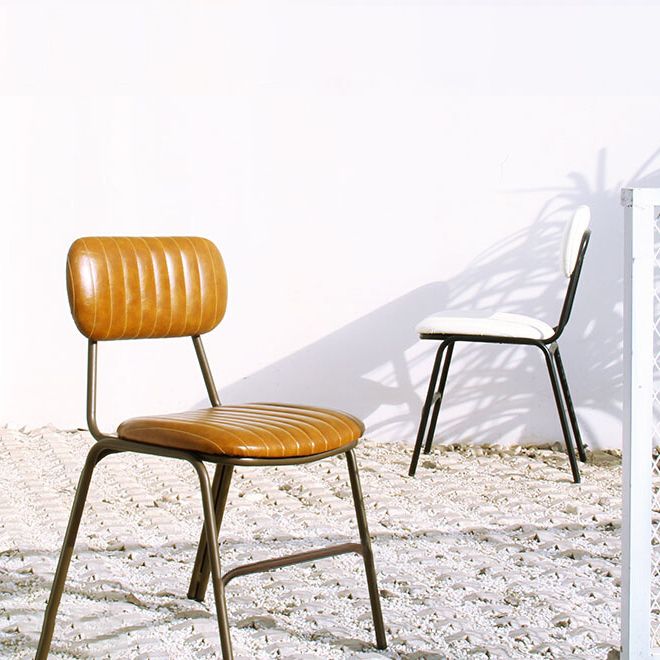 Industrial Style Leather Dining Side Chairs Open Back Dining Side Chair for Home Clearhalo ' kitchen&dining_furn' 'Dining Chairs' 'Dining Tables & Seating' 'dining_chair' 'furn' 'furn_dining_chair' 'Furniture' 'furniture_dining_chair' 'Kitchen & Dining Furniture' 'kitchen' 1200x1200_6b6f9440-9475-4d56-a45d-325d54fb16f6