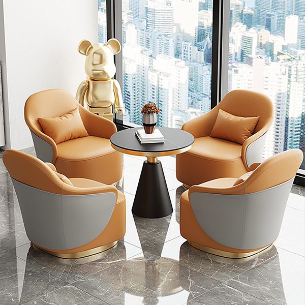 Chaise de bras encastrée 25,59 "bras en faux cuir de largeur inclus chaise avec oreiller en arrière