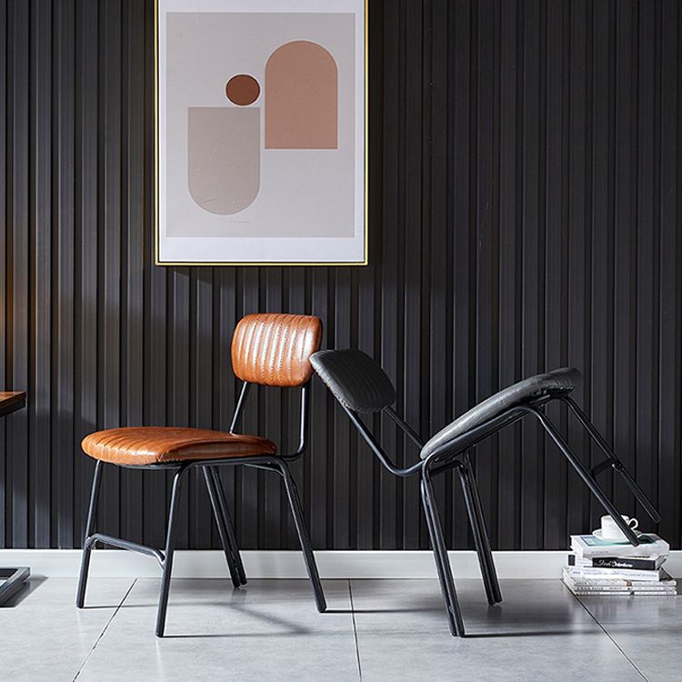 Industrial Design Open Back Dining Side Chairs Faux Leather Dining Chairs Clearhalo ' kitchen&dining_furn' 'Dining Chairs' 'Dining Tables & Seating' 'dining_chair' 'furn' 'furn_dining_chair' 'Furniture' 'furniture_dining_chair' 'Kitchen & Dining Furniture' 'kitchen' 1200x1200_6b708003-0896-4e31-8511-f5ad1b5fe63e