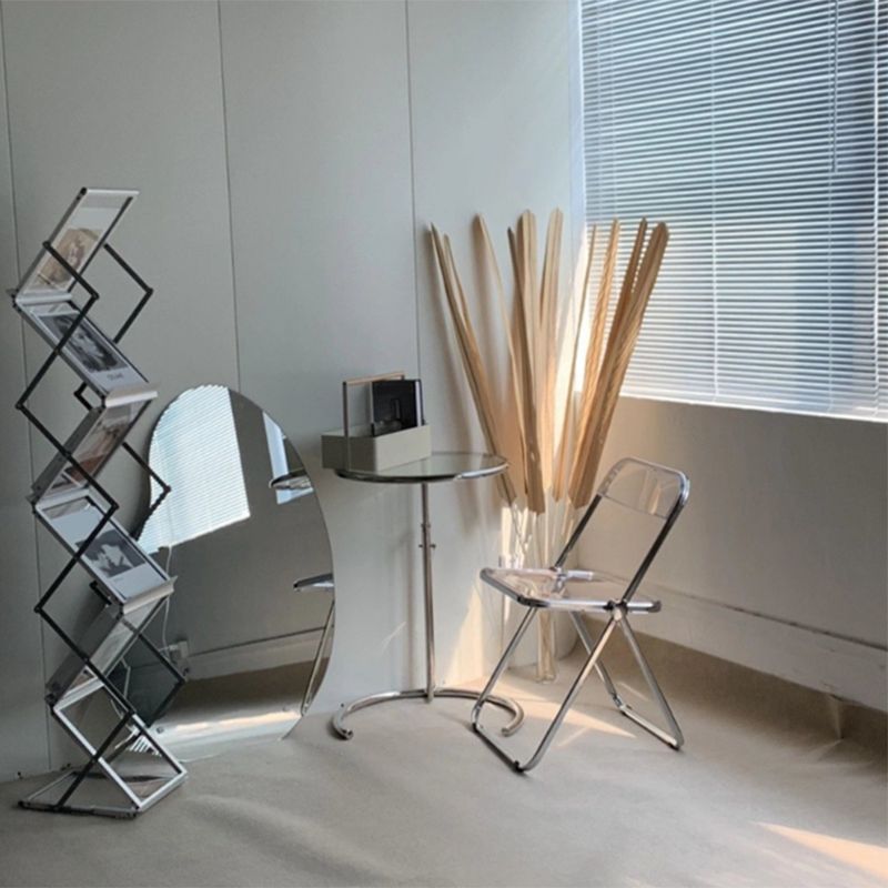 Contemporary Round End Table Glass Living Room Metal Abstract Side Table