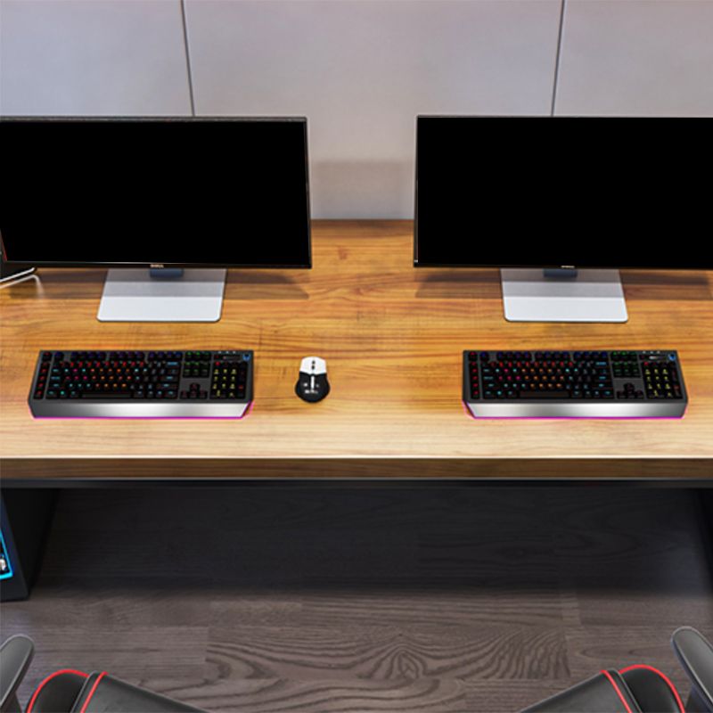 Industrial Wood Computer Desk Sled Rectangular Gaming Desk with Metal Legs Clearhalo 'furn' 'furn_office_desk' 'Furniture' 'Office Desks' 'Office Furniture' 'office_desk' 1200x1200_6b728c8a-edfe-4b8d-9f69-77ca88c1c5e8