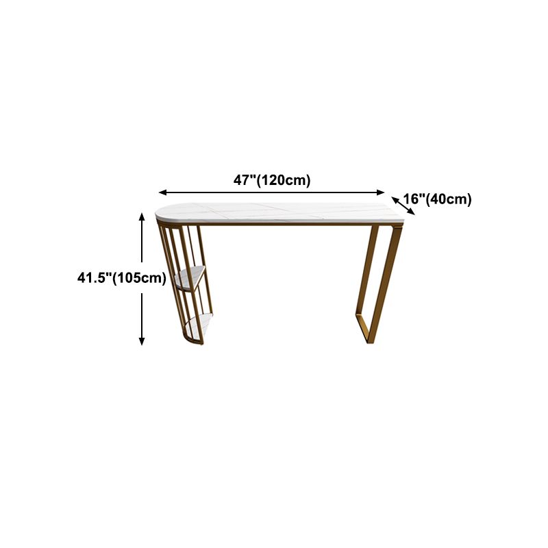 Glam Gold Iron Bar Table Faux Marble White Top Specialty 41.3"H Bistro Table with Storage Clearhalo 'Bar Furniture' 'Bar Tables' 'bar_tables' 'furn' 'furn_bar_tables' 'Furniture' 'furniture_bar_tables' 'Kitchen & Dining Furniture' 1200x1200_6b731bed-490b-4f21-873f-d5ca472bf315
