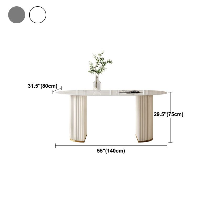 Traditional Luxury Dining Table White Stone Oval Dining Table for Home Clearhalo 'Dining Tables & Seating' 'Dining Tables' 'dining_table' 'furn' 'furn_dining_table' 'Furniture' 'Kitchen & Dining Furniture' 1200x1200_6b7429ab-e67e-404e-8d1c-63fd013895e2