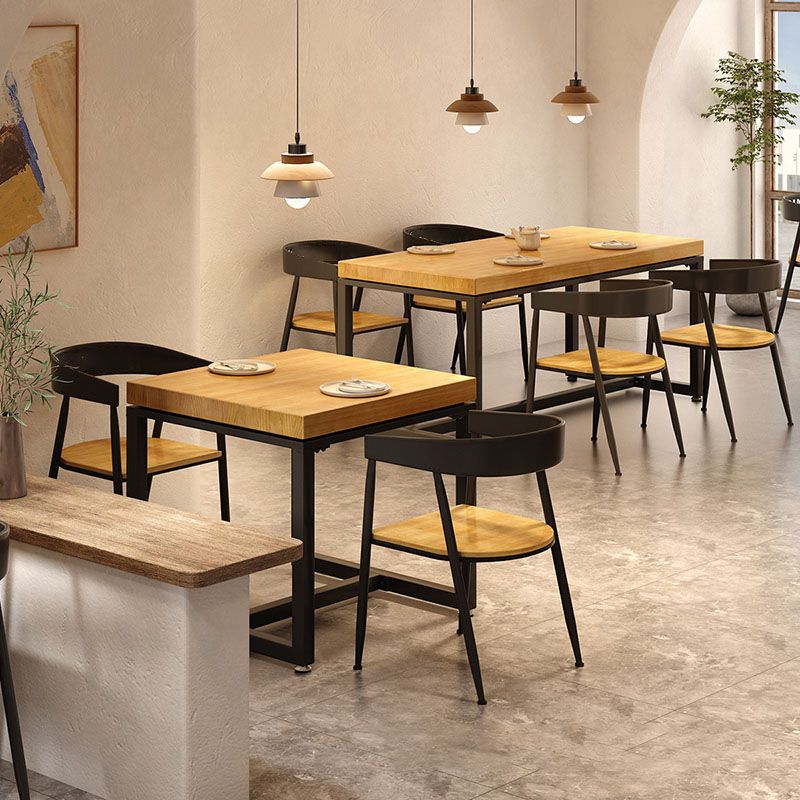 Pine Wood Top Dining Table Industrial Rectangle Table with Trestle Base Clearhalo 'Dining Tables & Seating' 'Dining Tables' 'dining_table' 'furn' 'furn_dining_table' 'Furniture' 'Kitchen & Dining Furniture' 1200x1200_6b757f01-2c7d-47b9-984f-4a70853ee50a