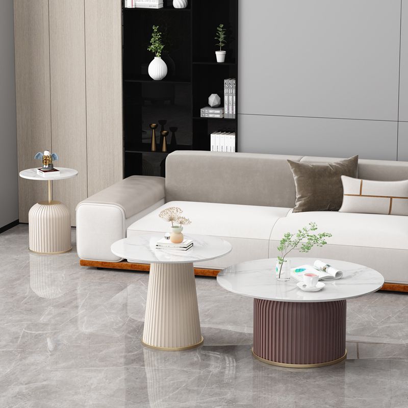 Slate Round Coffee Table Pedestal Coffee Cocktail Table for Living Room Clearhalo 'Coffee & Accent Tables' 'Coffee Tables' 'coffee_tables' 'furn' 'furn_coffee_tables' 'Furniture' 'Living Room Furniture' 1200x1200_6b760b1f-a1c1-4cc0-bdbc-f0ab54e125a0
