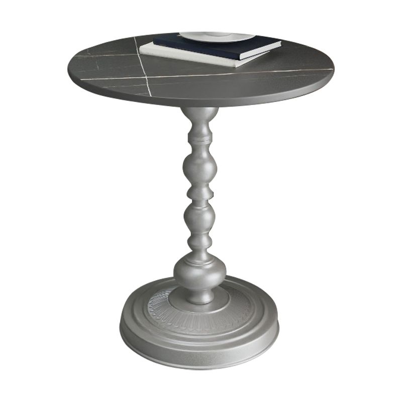Mesa de esquina de pedestal moderna mesa lateral de pizarra redonda para sala de estar