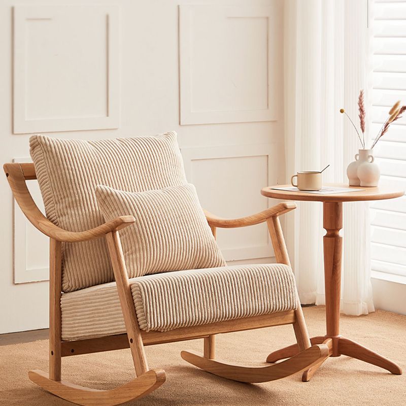 Suede and Solid Wood Rocking Chair with Padded Seat Rocker Chair Removable Cushions Clearhalo 'Chairs & Seating' 'furn' 'furn_rocking_chairs' 'Furniture' 'Living Room Furniture' 'Rocking Chairs' 'rocking_chairs' 1200x1200_6b7731ad-9911-41c1-b936-9c5e154b985c