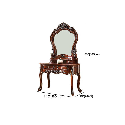 Brown Oak Tanity Set 64.96 "alto tocador con cajón y espejo