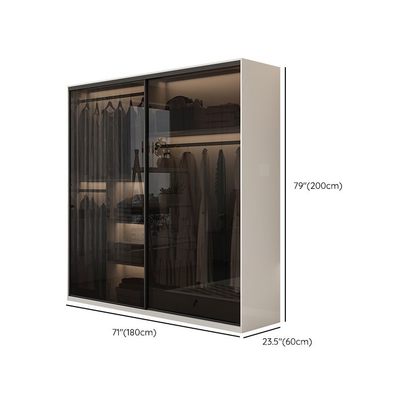 Asta di guardaroba in vetro bianco incluso armadio del guardaroba senza luce