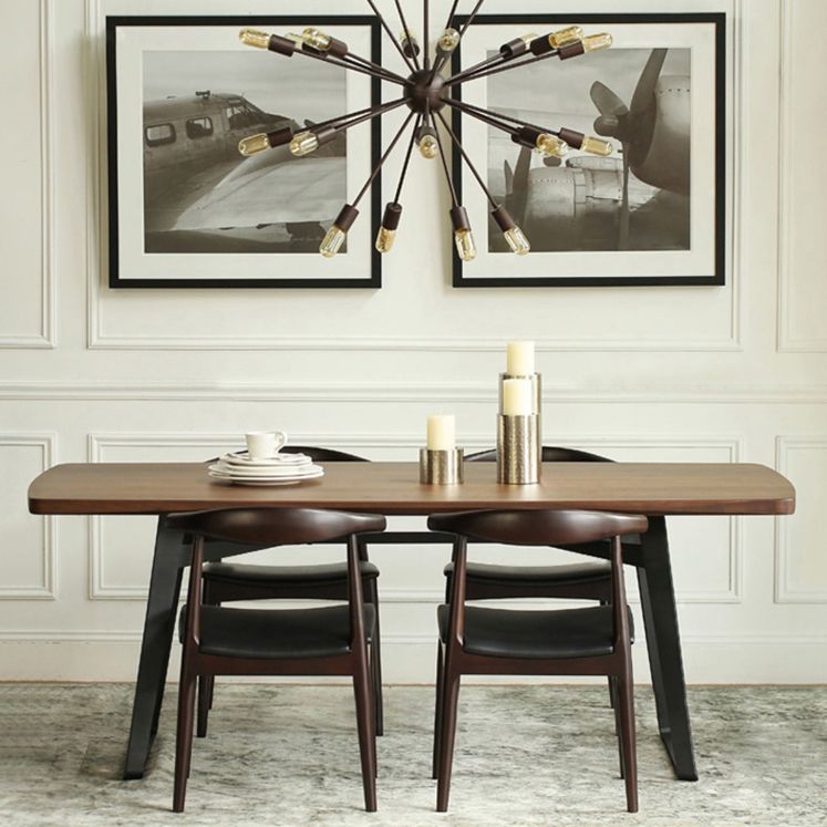 Double Pedestal Kitchen Table Industrial Solid Wood Dining Room Desk