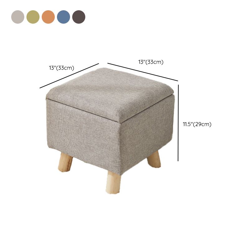 Modern Ottoman Solid Color Square Storage Cotton Linen Fade Resistant Ottoman