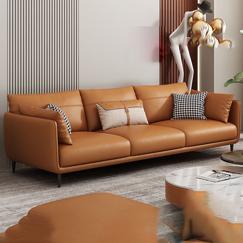 Medio de almohadas de naranja moderna almohada Top brazo asiento de cuero genuino