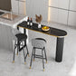 Mesa de pub con tapa de piedra ovalada Glam Style Mesa tipo isla de 42 pulgadas de altura