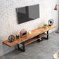 Console multimédia en bois naturel avec étagères, meuble TV industriel, bois de pin