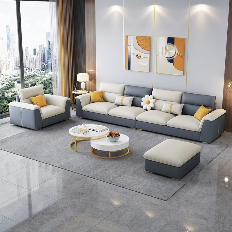 Glam 3/4 Seater Faux Leather Pillow Top Arm Sofa for Living Room