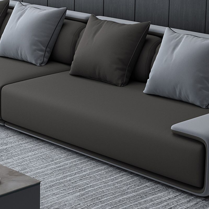 Contemporary Industrial Fabric Sofa with Bolster Pillows 29.53"High Pillow Top Arm Sofa Clearhalo 'furn' 'furn_sectionals' 'Furniture' 'furniture_sectionals' 'kitchen' 'kitchen_sectionals' 'Living Room Furniture' 'Sectionals' 1200x1200_6b8161e5-221d-414c-af8b-e2774ff0e2df