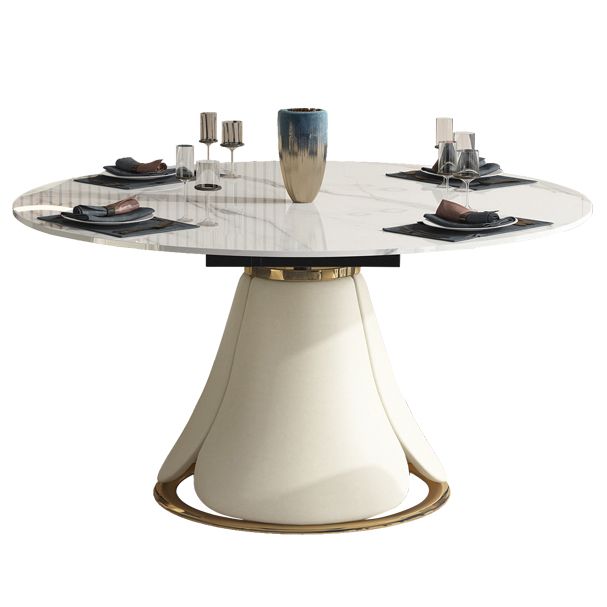 Sintered Stone Top Extendable Table Modern Round Table with Pedestal Base Clearhalo ' dining_table' 'Dining Tables & Seating' 'Dining Tables' 'furn' 'furn_dining_table' 'Furniture' 'furniture_dining_table' 'Kitchen & Dining Furniture' 'kitchen&dining_furn' 'kitchen' 'kitchen_dining_table' 1200x1200_6b820be6-0eaf-48fa-9a8c-57717ed371b0