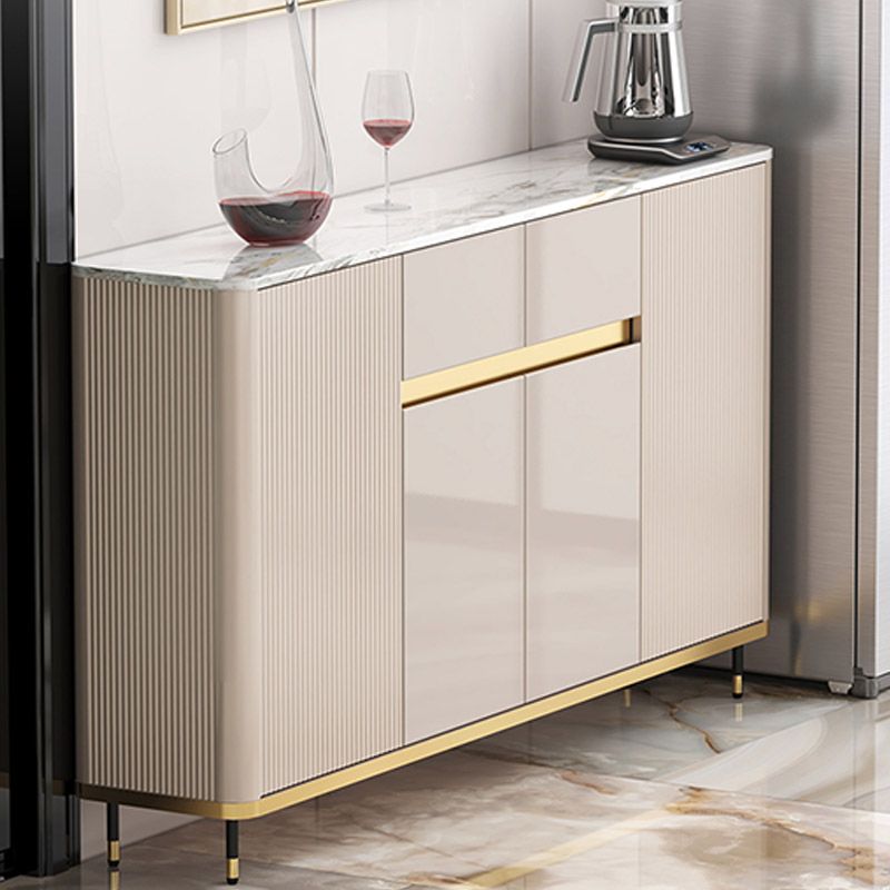White Stone Top Sideboard Engineered Wood Side Board for Kitchen Use Clearhalo 'buffet_sideboard' 'Buffets & Sideboards' 'furn' 'furn_buffet_sideboard' 'Furniture' 'Kitchen & Dining Furniture' 1200x1200_6b836332-b5c4-4a0a-ba77-6c38d7336f02