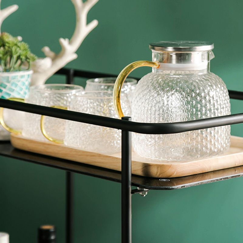 Tavolo di fascia alta in vetro rettangolare contemporaneo con scaffale ardesia