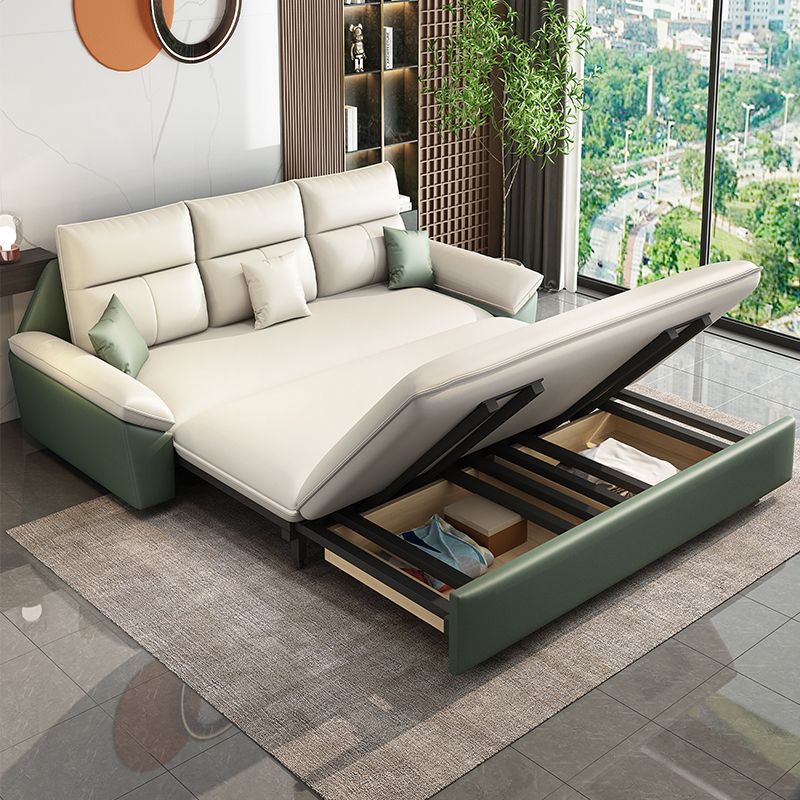 Convertible Sofa Bed Flared Arm Sofa with Pillows with Storage