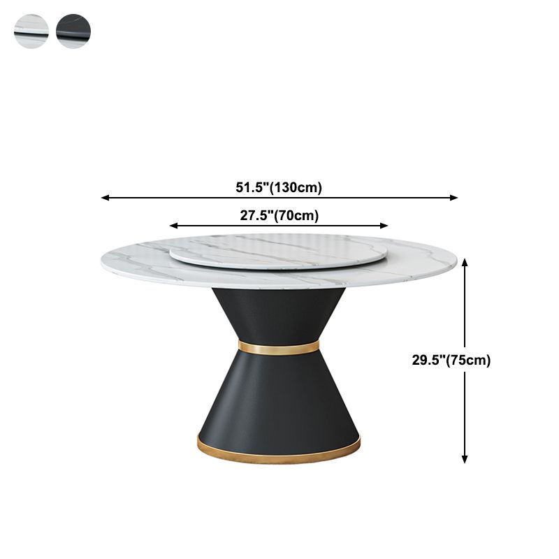 Round Stone Dining Table Black Base Traditional Luxury Dinette Table in White Clearhalo 'Dining Tables & Seating' 'Dining Tables' 'dining_table' 'furn' 'furn_dining_table' 'Furniture' 'furniture_dining_table' 'Kitchen & Dining Furniture' 1200x1200_6b89e635-8182-4b4b-bd20-fc9ddfc4b589