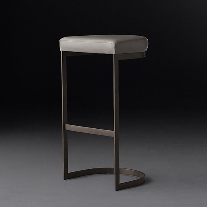 Glam Restaurant Footrest Bar Stool Gray Leather Backless Stool Clearhalo 'Bar Furniture' 'Bar Stools' 'bar_stools' 'furn' 'furn_bar_stools' 'Furniture' 'furniture_bar_stools' 'Kitchen & Dining Furniture' 1200x1200_6b8a6afa-4c4f-4f85-912e-5d6a3abbaca1