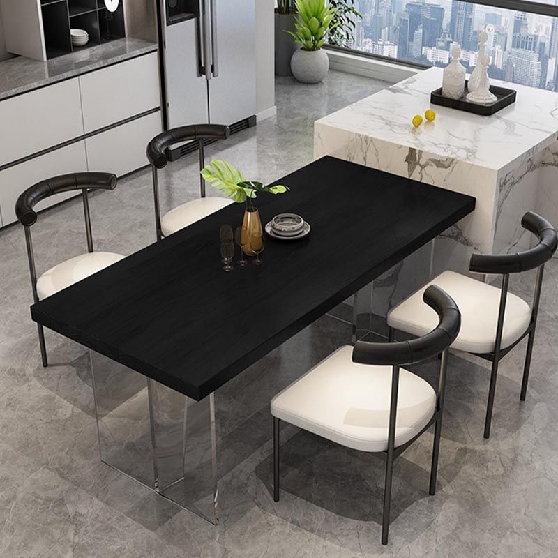 Rectangle Wood Top Dining Table Modern Clear Acrylic Base Dinner Room Kitchen Table Clearhalo 'Dining Tables & Seating' 'Dining Tables' 'dining_table' 'furn' 'furn_dining_table' 'Furniture' 'furniture_dining_table' 'Kitchen & Dining Furniture' 'kitchen' 'kitchen_dining_table' 1200x1200_6b8a9f39-c30b-4821-a92f-c426acb06160