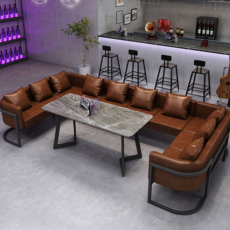 Industrial Sintered Stone Dinner Room Kitchen Table Gray Top Table with Black Frame for Dining Room Clearhalo ' dining_table' 'Dining Tables & Seating' 'Dining Tables' 'furn' 'furn_dining_table' 'Furniture' 'furniture_dining_table' 'Kitchen & Dining Furniture' 'kitchen&dining_furn' 'kitchen' 'kitchen_dining_table' 1200x1200_6b8b31b7-ce4a-4b8e-91a5-94dfea4f0b86
