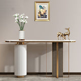 Glam 33.46" Tall Console Table Stone Oval Accent Table for Hall Clearhalo 'Console Tables' 'console_tables' 'Entry & Mudroom Furniture' 'furn' 'furn_console_tables' 'Furniture' 1200x1200_6b8be24e-8d8e-457a-8647-22673159190d
