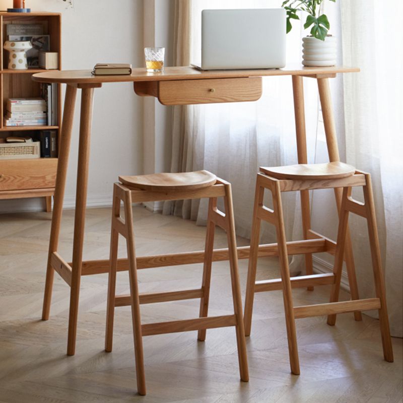 Trestle Base Bar Table Set 1/3 Pcs Oak Solid Wood Bar Table and Stools Clearhalo 'Bar Furniture' 'furn' 'furn_home_bar_bar_sets' 'Furniture' 'Home Bars & Bar Sets' 'home_bar_bar_sets' 'Kitchen & Dining Furniture' 1200x1200_6b8c265e-4217-46af-a03c-470e75b0dbb1