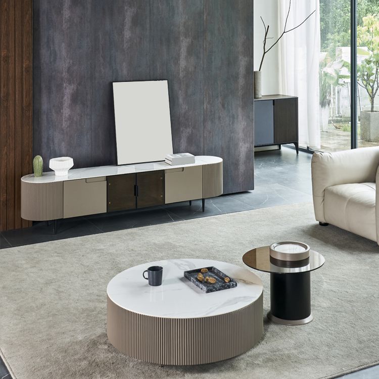 Witte leisteen slaapkamer rechthoek en ronde moderne koffie of eindtafel met opslag