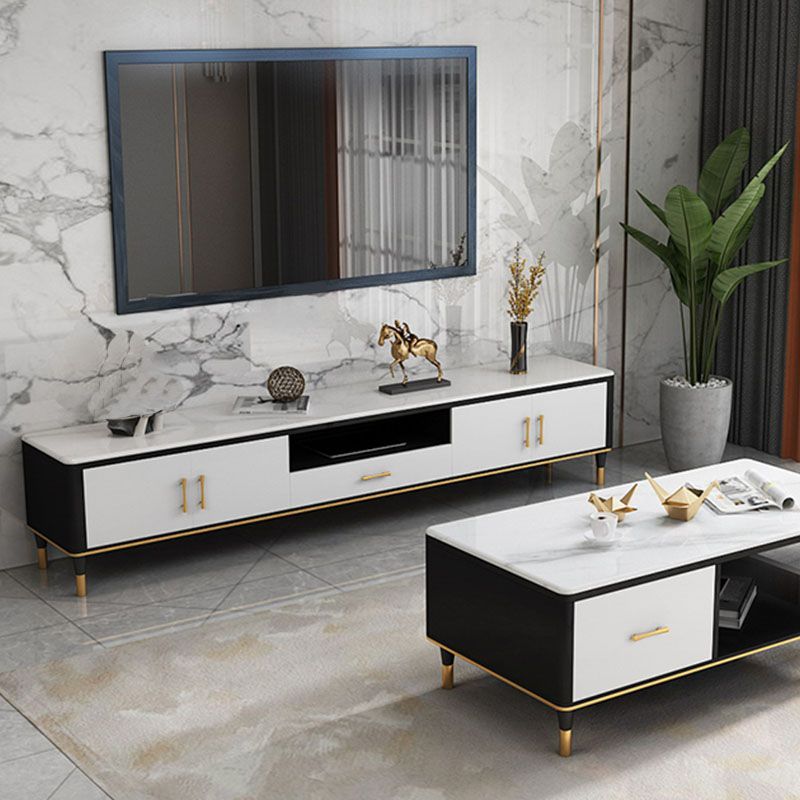Contemporary TV Media Stand Stone TV Media Console with Drawer Clearhalo 'furn' 'furn_tv_stands_entertainment_centers' 'Furniture' 'Living Room Furniture' 'TV Stands & Entertainment Centers' 'TV Stands & Media Storage Furniture' 'tv_stands_entertainment_centers' 1200x1200_6b8d05cd-8f2d-48dc-8a14-0d1788979554