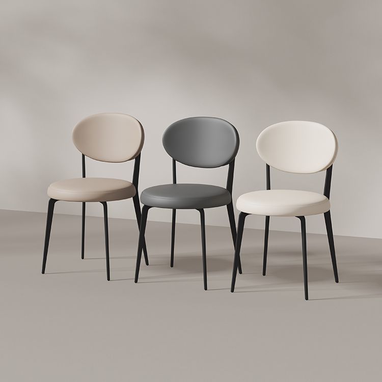 Faux de cuero y metal sillas de comedor de brazo sin brazo de color trasero