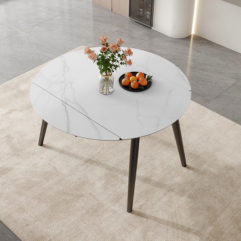 Stone Top Dinette Table with Black Legs Modern Round Dining Table Clearhalo 'Dining Tables & Seating' 'Dining Tables' 'dining_table' 'furn' 'furn_dining_table' 'Furniture' 'Kitchen & Dining Furniture' 1200x1200_6b8dcaa7-98b8-4890-be26-67e66e421ee3