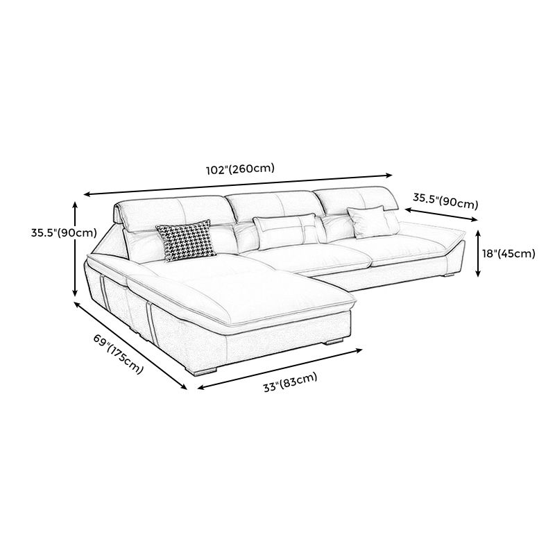 Faux Leather Contemporary Beige Sofa/Sectional for Living Room Clearhalo 'furn' 'furn_sectionals' 'Furniture' 'furniture_sectionals' 'kitchen' 'kitchen_sectionals' 'Living Room Furniture' 'Sectionals' 1200x1200_6b8e308d-d4b8-4b67-a967-705922af7f22
