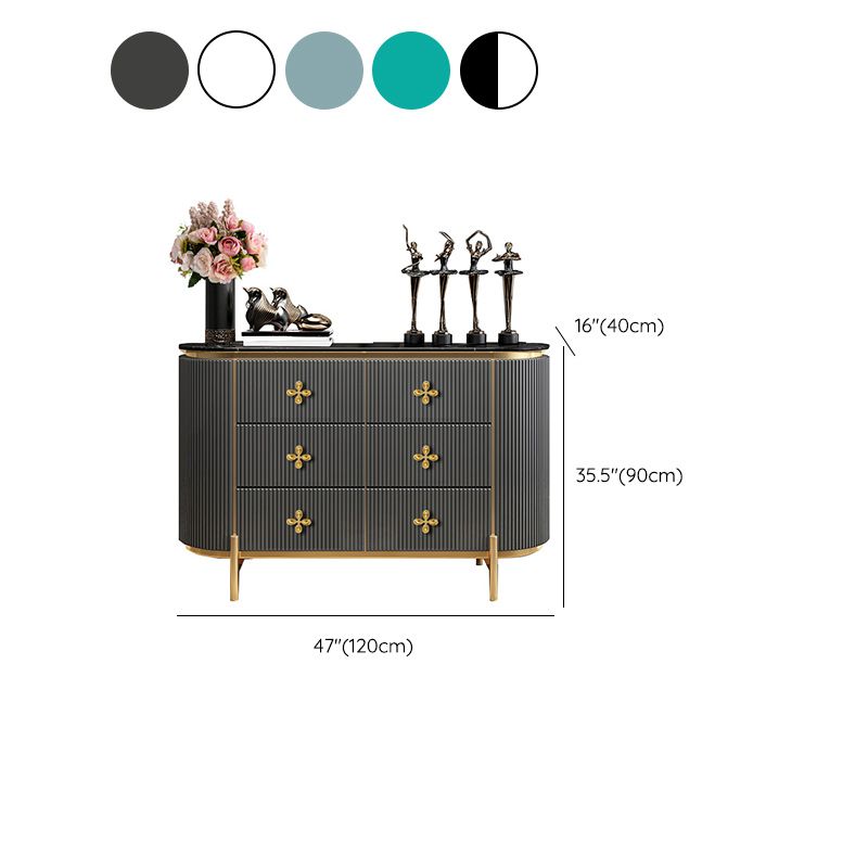 Commode en bois Glam Coffre de rangement horizontal avec pieds en métal