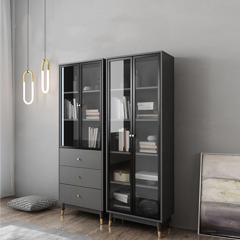 Vertical Glam Standard Bookcase Manufactured Wood Bookcase with Glass Door Clearhalo 'Bookcases' 'Furniture' 'furniture_bookcases' 'kitchen' 'kitchen_bookcases' 'Living Room Furniture' 'Office Furniture' 1200x1200_6b8ef626-1154-45e2-8a2b-1dd53c52198c