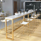 White Glam Style Bar Table in Metal and Wood Bar Indoor Bar Counter Clearhalo 'Bar Furniture' 'Bar Tables' 'bar_tables' 'furn' 'furn_bar_tables' 'Furniture' 'furniture_bar_tables' 'Kitchen & Dining Furniture' 1200x1200_6b8f4496-5e84-4eda-aaf9-0c3940204d7d