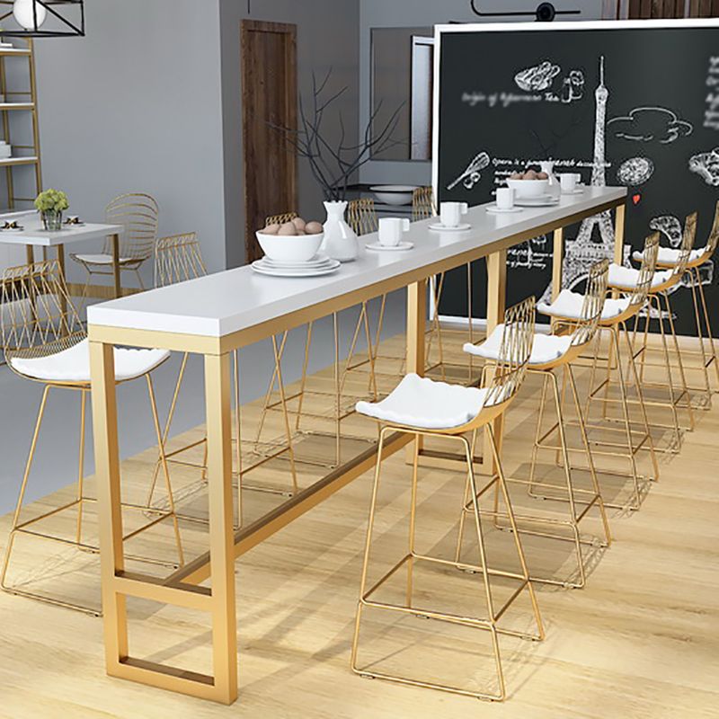 White Glam Style Bar Table in Metal and Wood Bar Indoor Bar Counter Clearhalo 'Bar Furniture' 'Bar Tables' 'bar_tables' 'furn' 'furn_bar_tables' 'Furniture' 'furniture_bar_tables' 'Kitchen & Dining Furniture' 1200x1200_6b8f4496-5e84-4eda-aaf9-0c3940204d7d