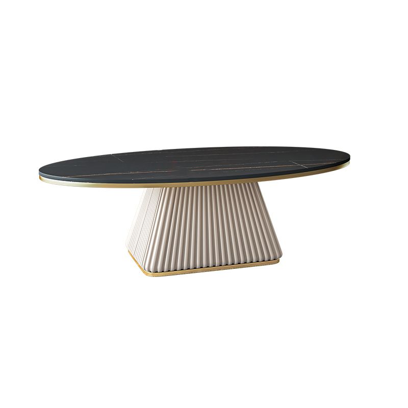 15.7 "背の高い鉄の台座黒/白い楕円形のスレートトップコーヒーテーブル