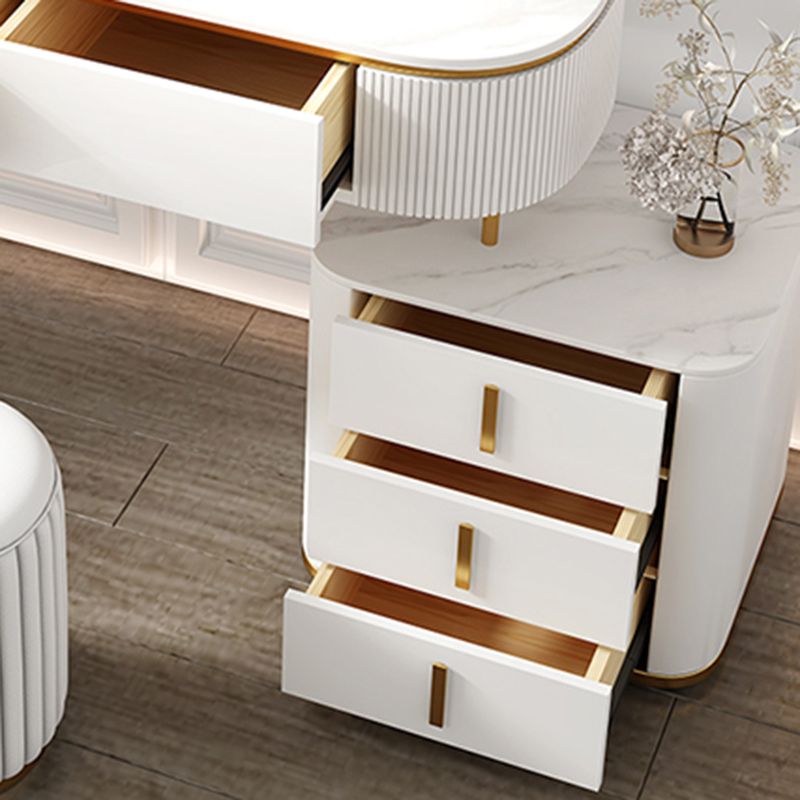 5 Drawers Vanity Set with Padded Stool 29.52" High Dresser in White Clearhalo 'Bedroom Furniture' 'furn' 'furn_makeup_vanities' 'Furniture' 'Makeup Vanities' 'makeup_vanities' 1200x1200_6b9050a4-e874-456d-ae9b-554fa9aab194